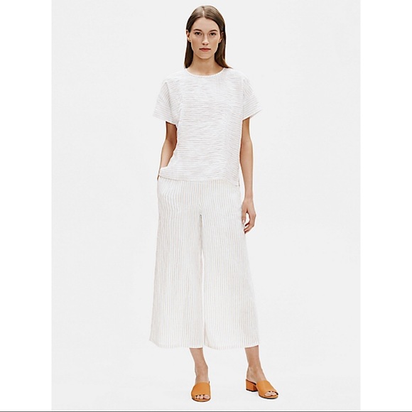 EILEEN FISHER ORGANIC LINEN COTTON STRIPED TOP - Picture 2 of 8